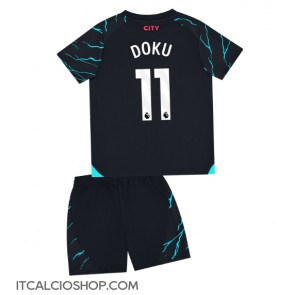 Manchester City Jeremy Doku #11 Terza Maglia Bambino 2023-24 Manica Corta (+ Pantaloni corti)